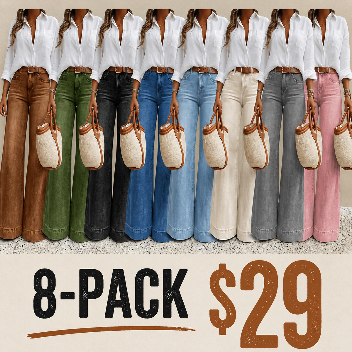 Women's Loose Fit Baggy Oversized Straight Leg Denim Jeans with Pockets