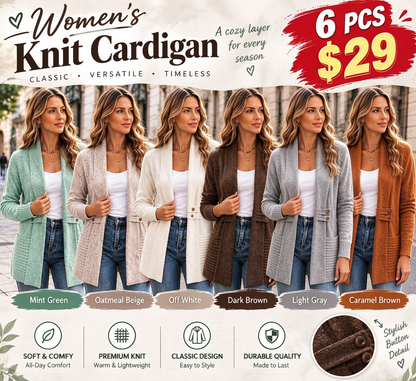 ✨Women's Casual Double-Breasted Knit Cardigan – Elegant Casual Layer For Cosy Everyday Style 🤍