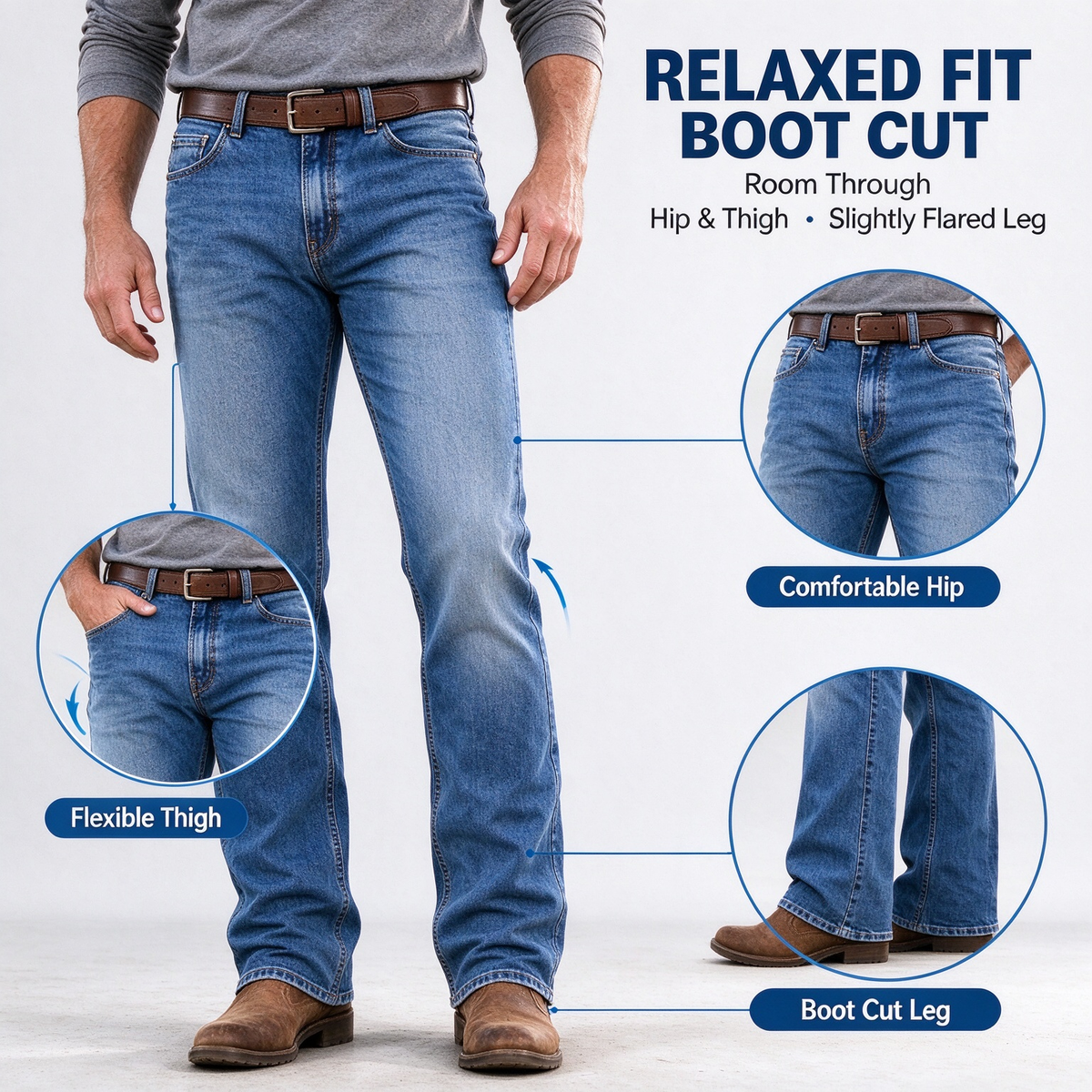 🔥 BESTSELLER | 9PCS $27.99 | Men's Relaxed Stretch Boot Cut Jeans