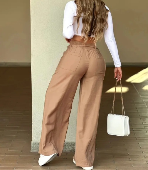 2026 New Women's Wide Leg Casual Pants Trouser, Vertical Line Pleated Design product view 4
