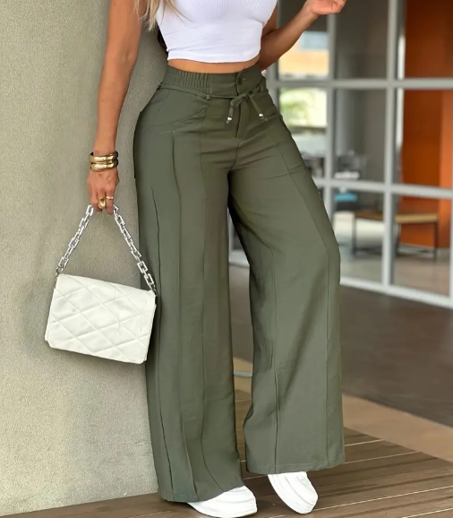 2026 New Women's Wide Leg Casual Pants Trouser, Vertical Line Pleated Design product view 5