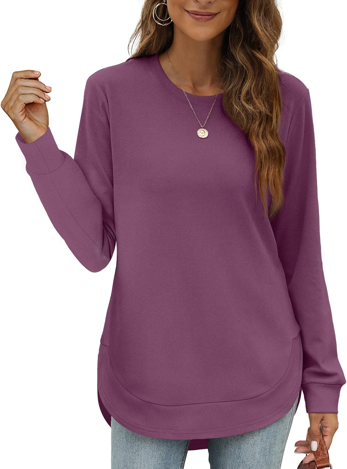 Limited time sale🔥Womens Sweatshirt Crewneck Long Sleeve Shirts Tops