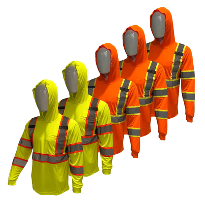 🔥 SPECIAL OFFER-Men's High Visibility Hoodie Work Shirt – Long Sleeve Reflective Safety Top
