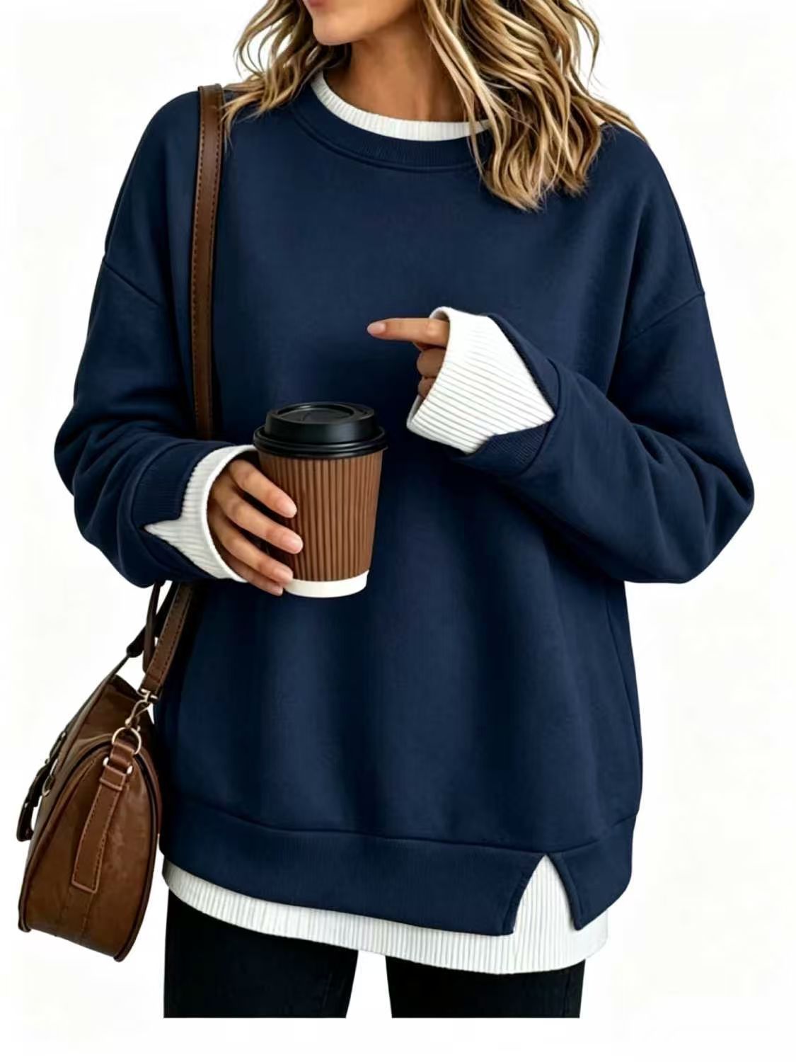 Limited time sale🔥Women's Layered Sweatshirt Crew Neck Pullover