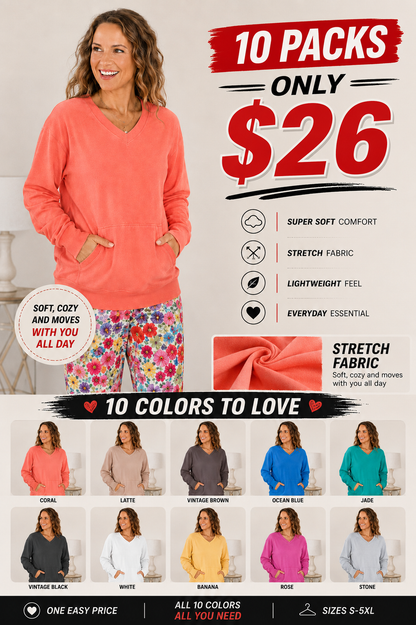 Pigment-Dyed Cozy Campfire V-Neck Sweatshirt