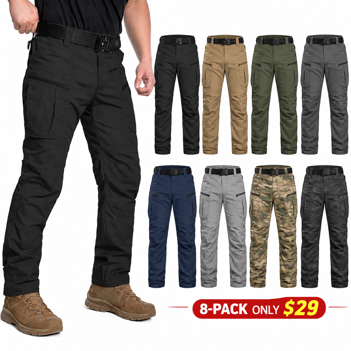 Men's Ripstop Water-Resistant Tactical Cargo Pants